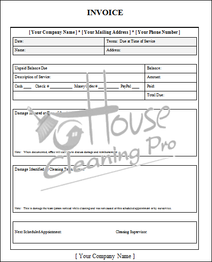 house cleaning invoice form