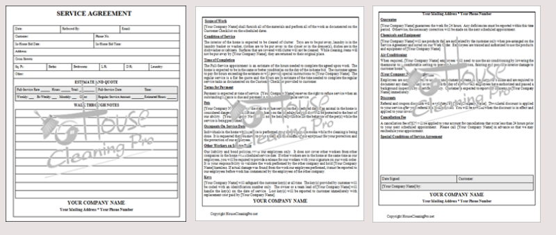 house cleaning service agreement house cleaning contract example