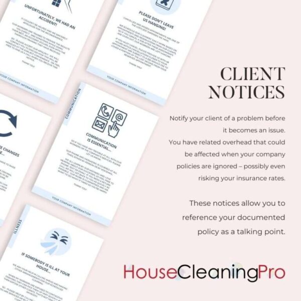 House cleaning client notices