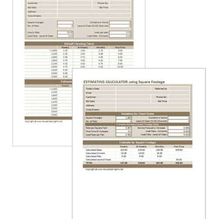 Estimating calculator for fast and accurate cleaning quotes