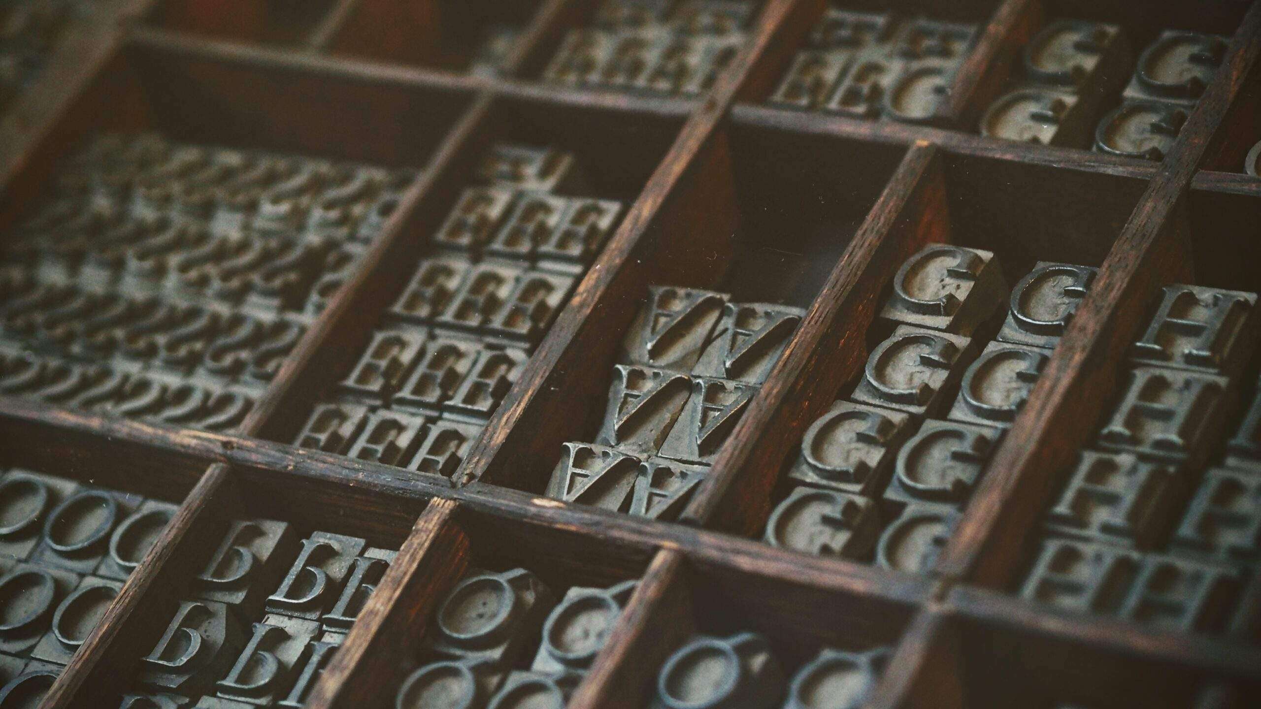 Type set letters for a letter press printing press 