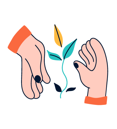 image of two hands around a growing plant to symbolize how hiring helps nurture your cleaning business