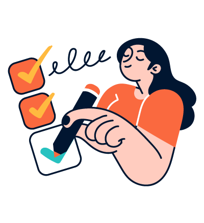 illustration of someone completing a how to start a cleaning business checklist with two items checked off